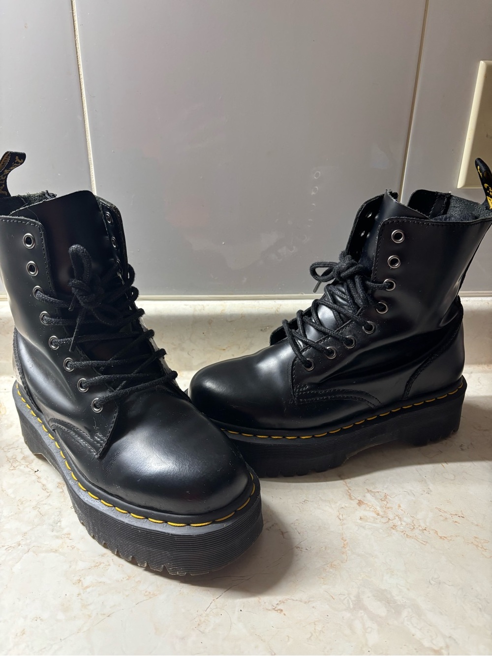 Dr. Marten Black Leather Jadon Boots